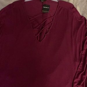 Maroon Crisscross Top